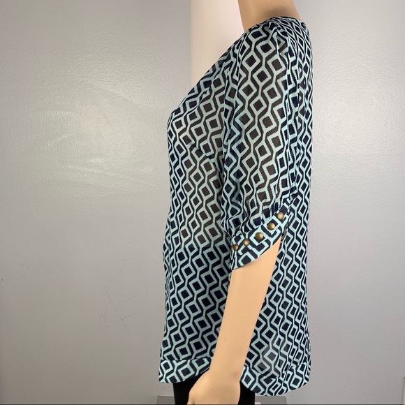 41 HAWTHORN Stitch Fix Small Blue Studded Blouse - Picture 3 of 6